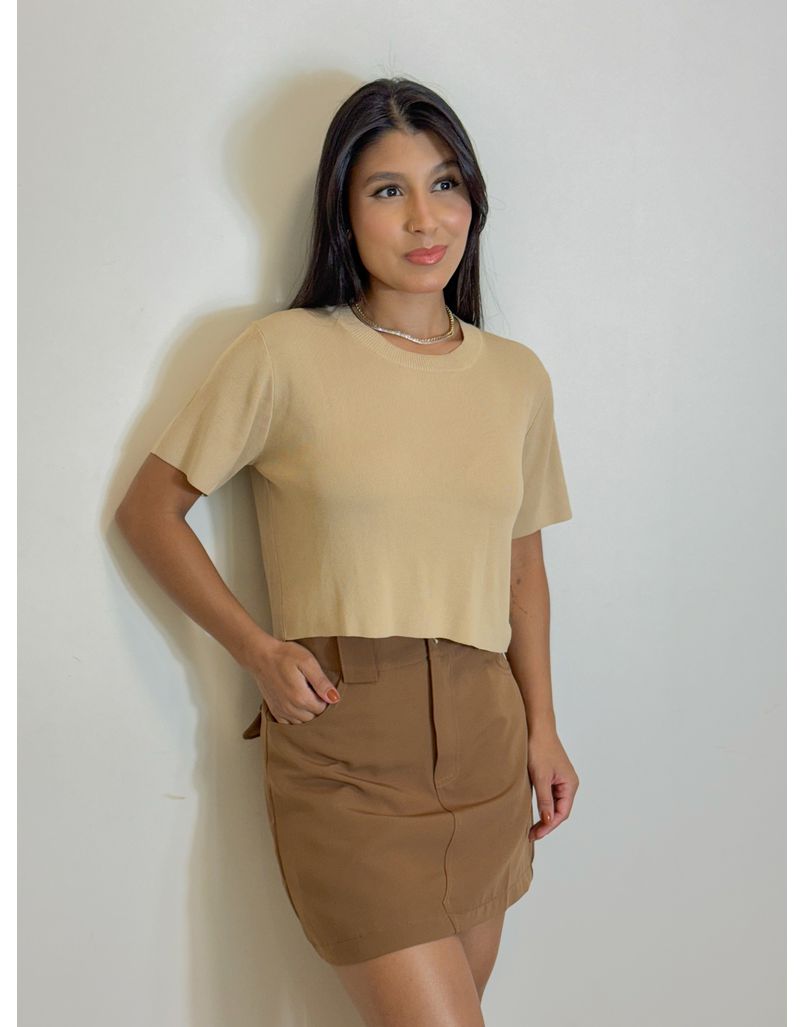 Blusa Manguinha Ester Caqui - Loja La Mina 
