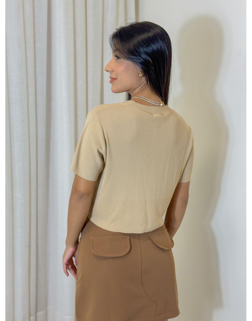 Blusa Manguinha Ester Caqui 