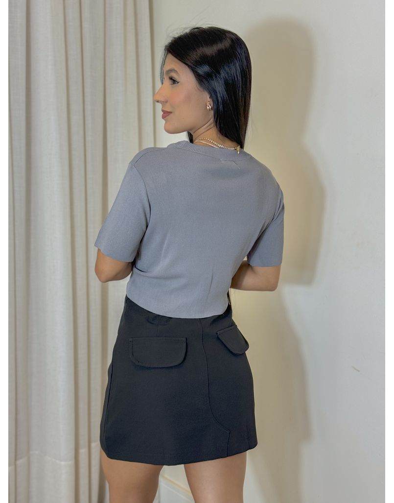Blusa Manguinha Ester Cinza