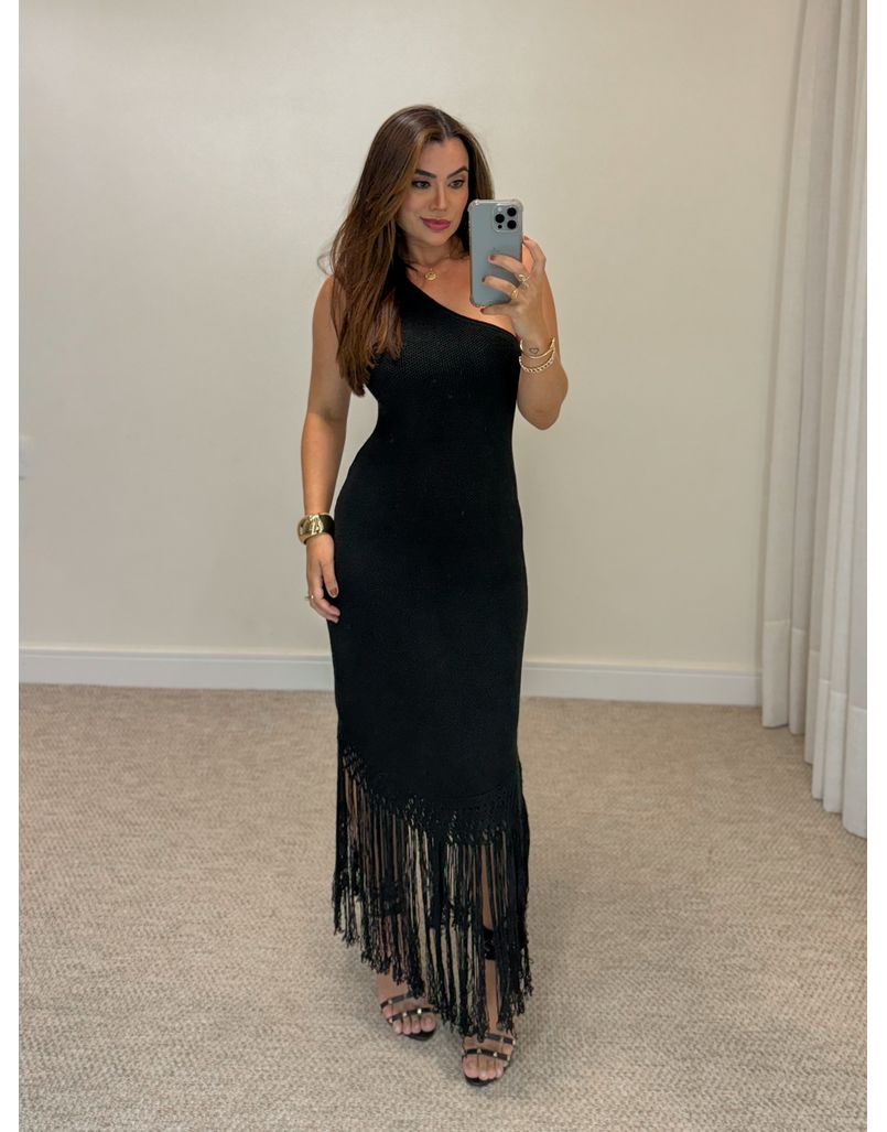 Vestido Clarice Franja Preto