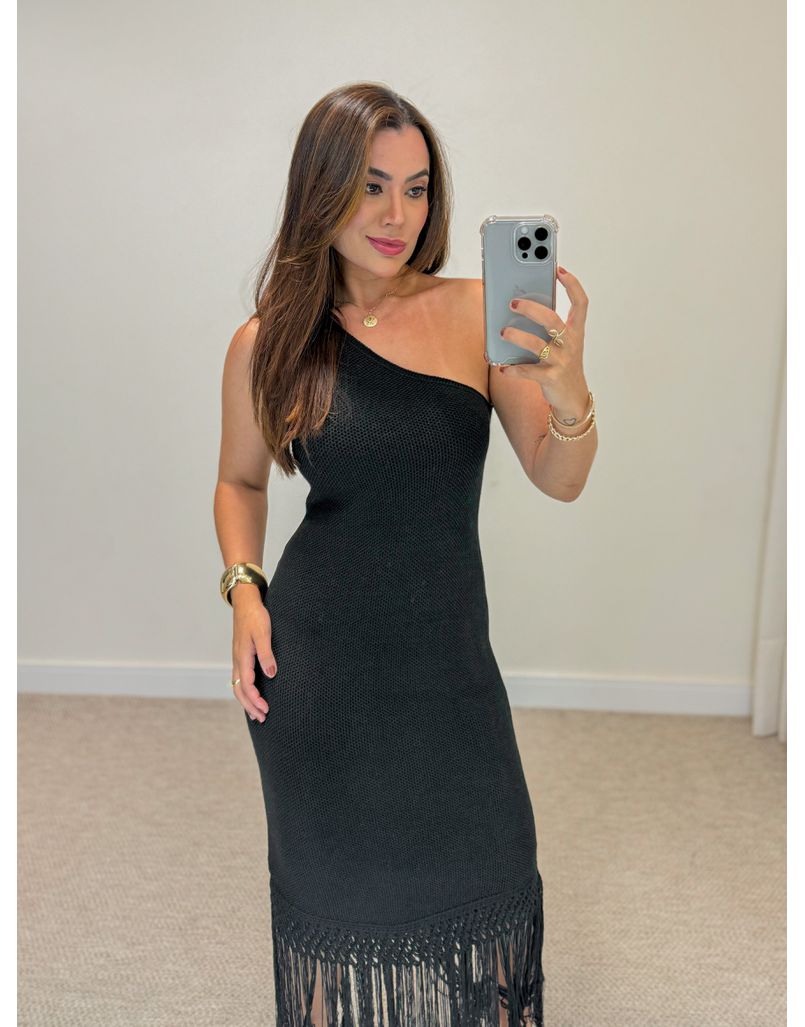 Vestido Clarice Franja Preto