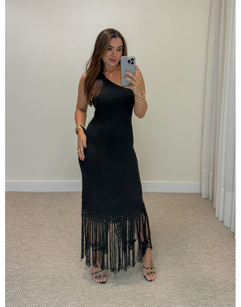 Vestido Clarice Franja Preto