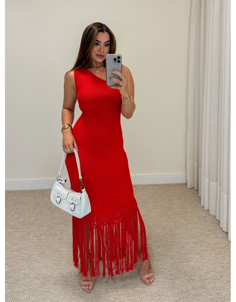 Vestido Clarice Franja Vermelho