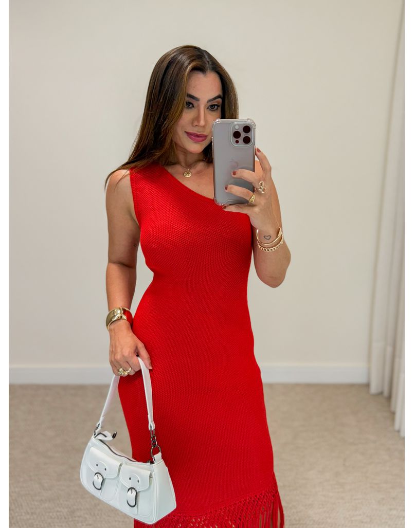 Vestido Clarice Franja Vermelho