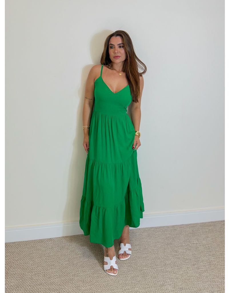 Vestido Midi Atenas Verde Bandeira - Loja La Mina 