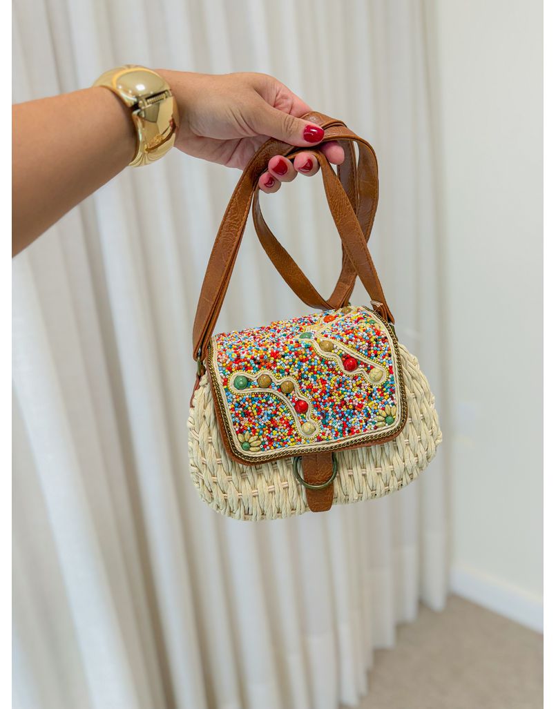 Bolsa Palha Miçanga Areia