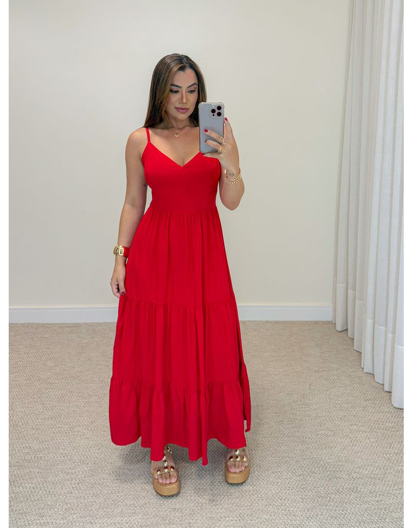 Vestido Midi Atenas Vermelho - Loja La Mina 