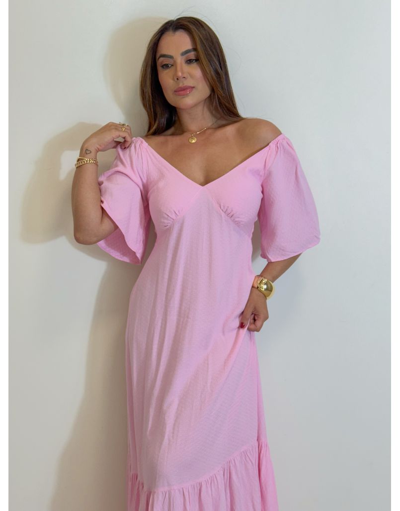 Vestido Manguinha Miami Rosa