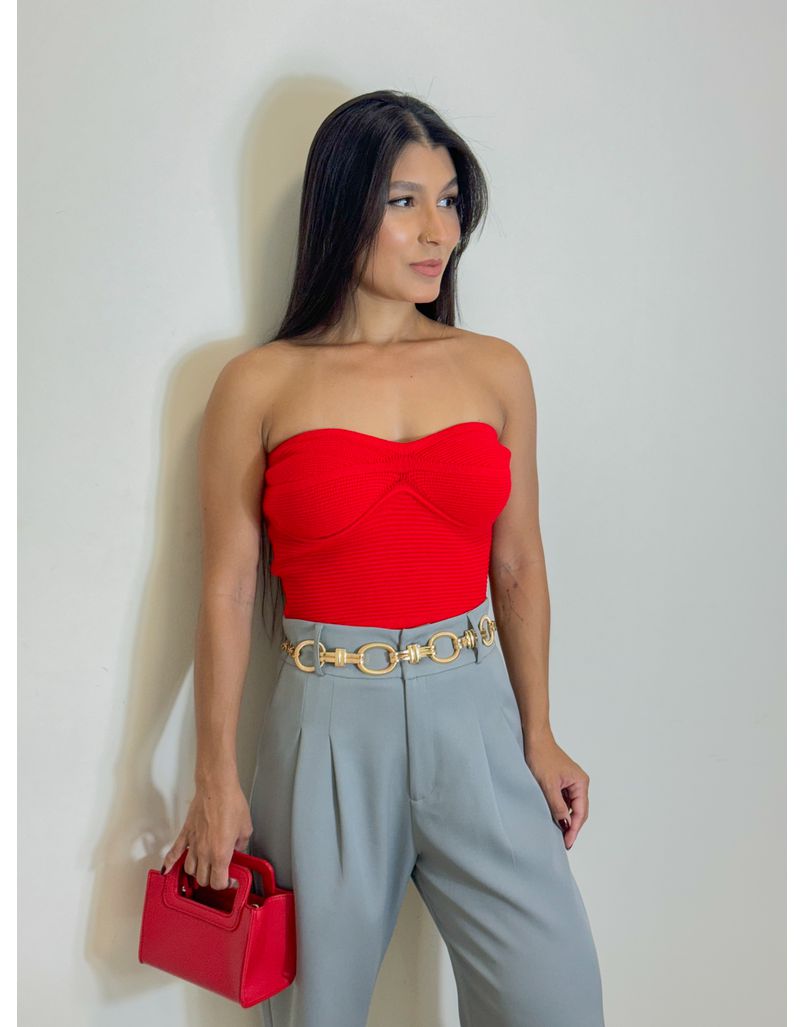 Cropped Tricot Érica Vermelho - Loja La Mina 