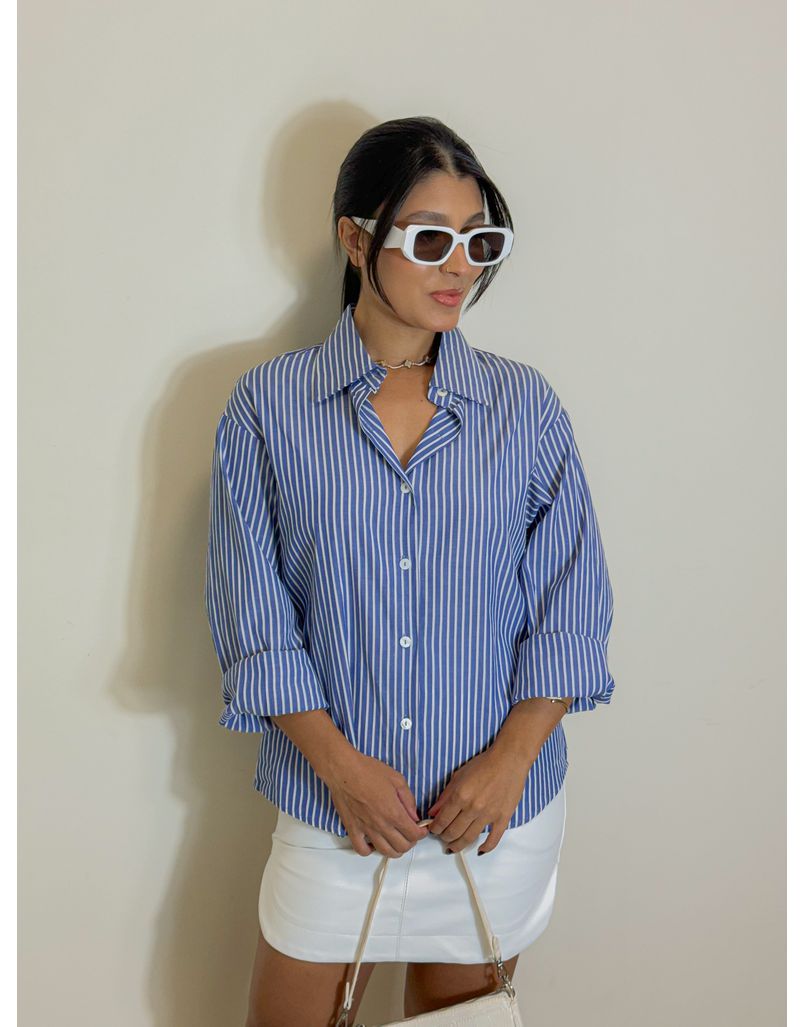 Camisa Listrada Sabrina Azul - Loja La Mina 