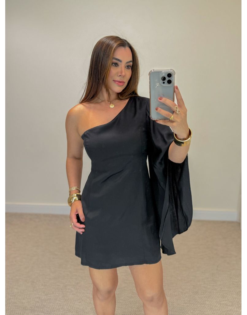 Vestido Manga Monique Preto
