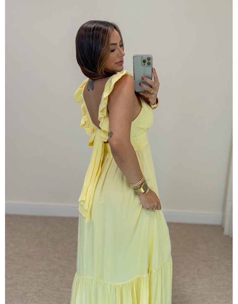 Vestido Alça Babado Barcelona Amarelo
