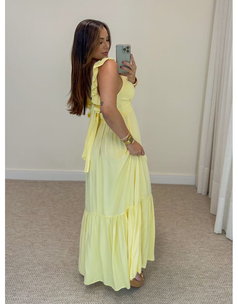 Vestido Alça Babado Barcelona Amarelo