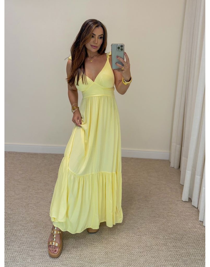 Vestido Alça Babado Barcelona Amarelo