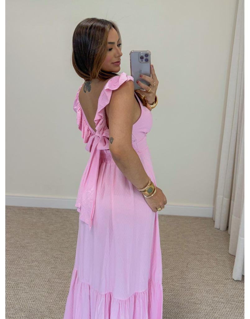 Vestido Alça Babado Barcelona Rosa