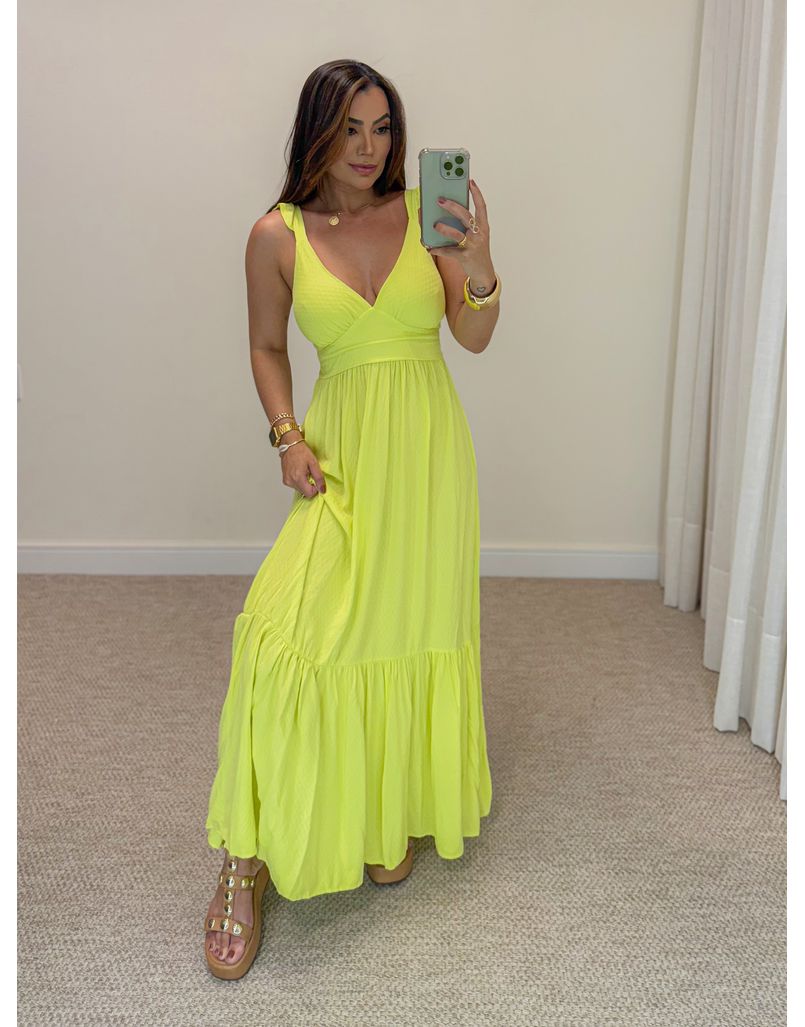 Vestido Alça Babado Barcelona Lima - Loja La Mina 