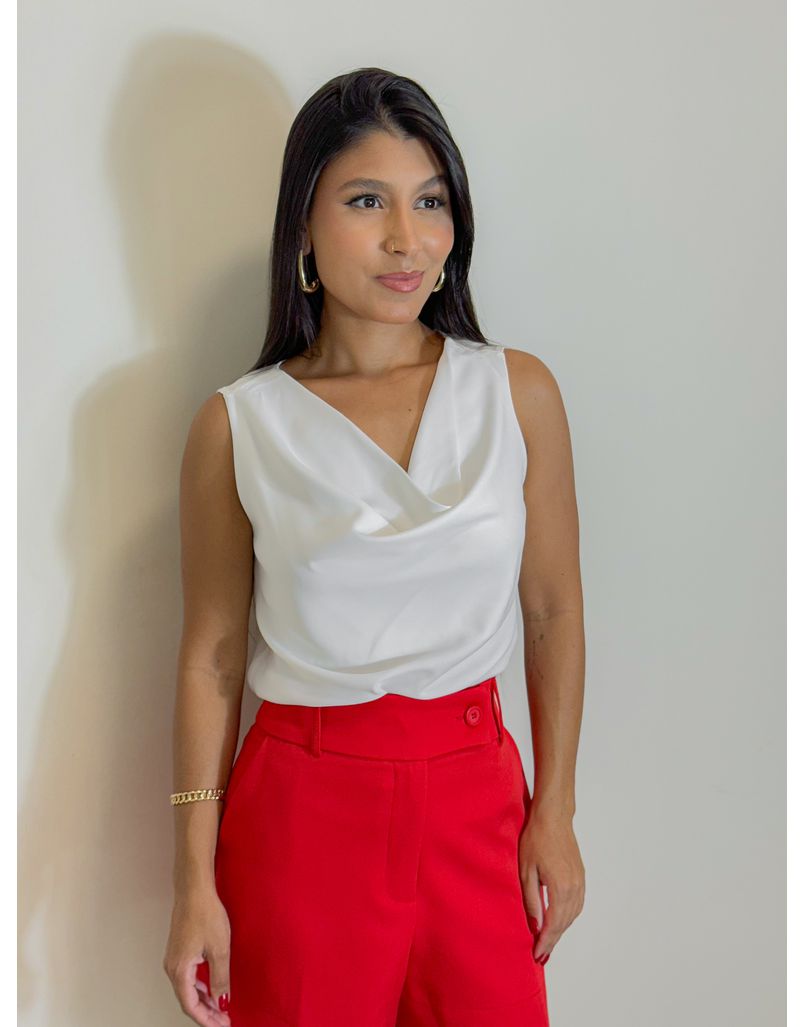 Blusa Gola Tania Branca - Loja La Mina 
