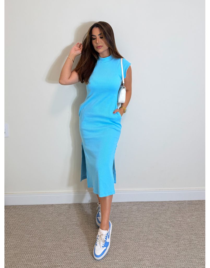 Vestido Canelado Muscle Tee Azul Piscina