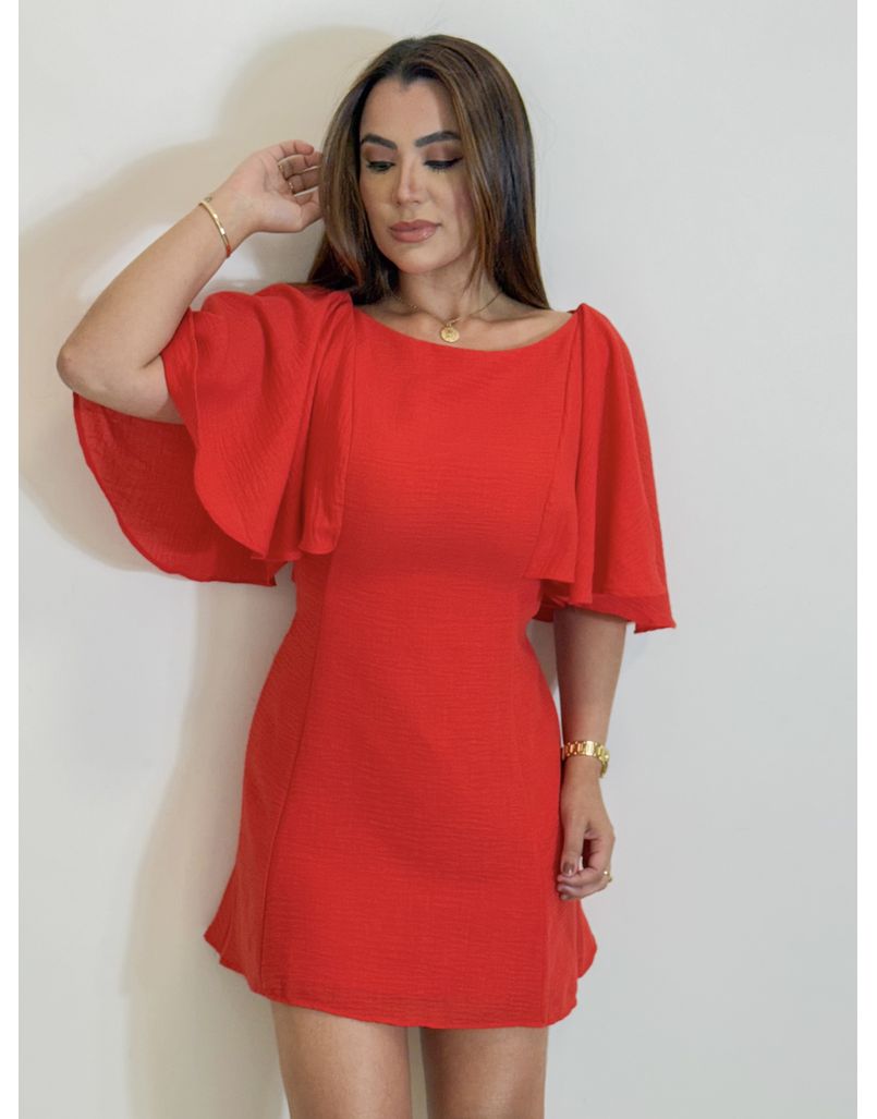 Vestido Manga Stefani Vermelho - Loja La Mina 