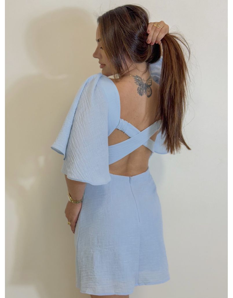 Vestido Manga Stefani Azul