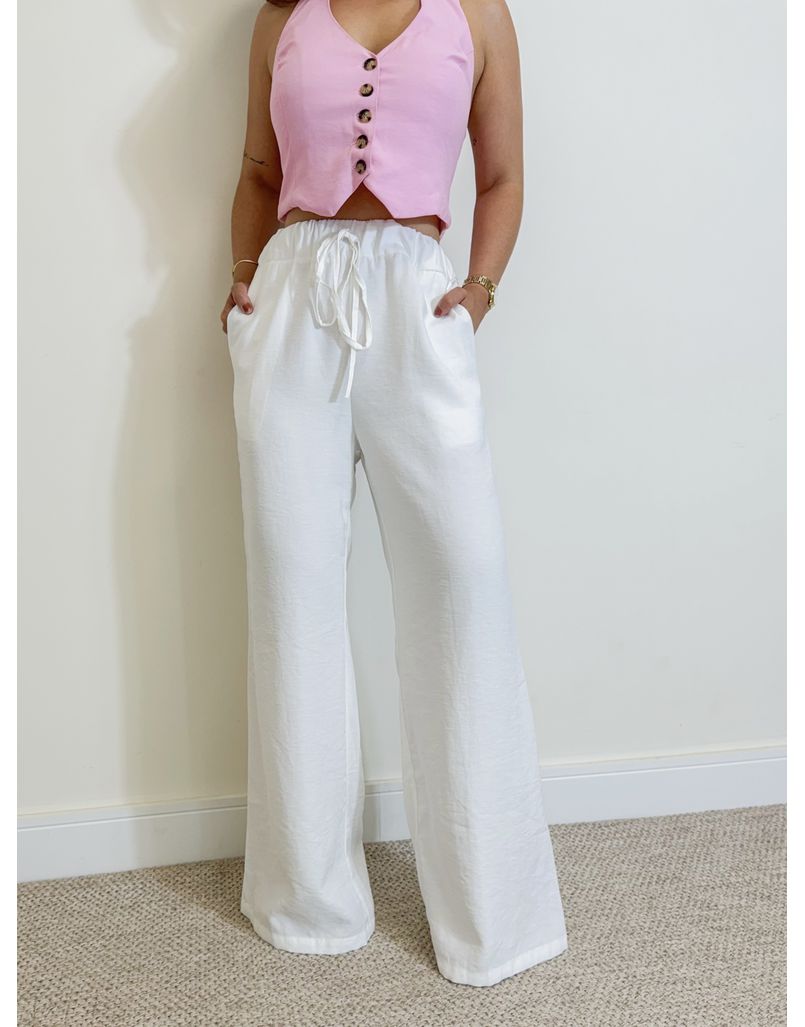 Calça Pantalona Andreia Branca - Loja La Mina 