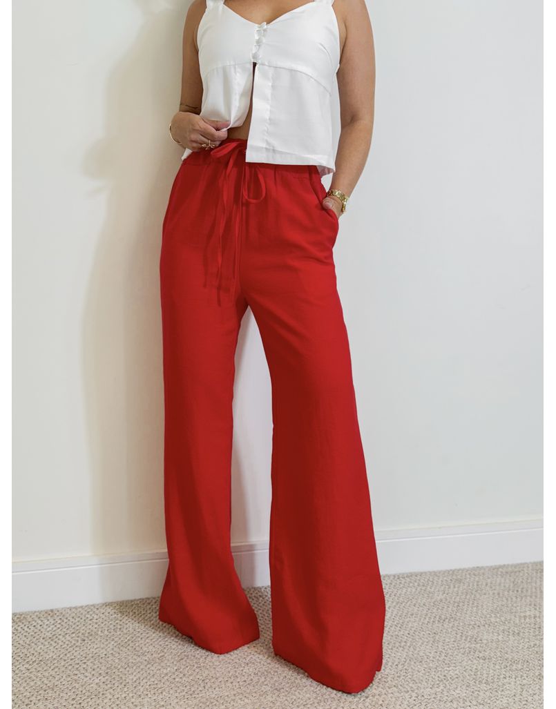 Calça Pantalona Andreia Vermelha - Loja La Mina 