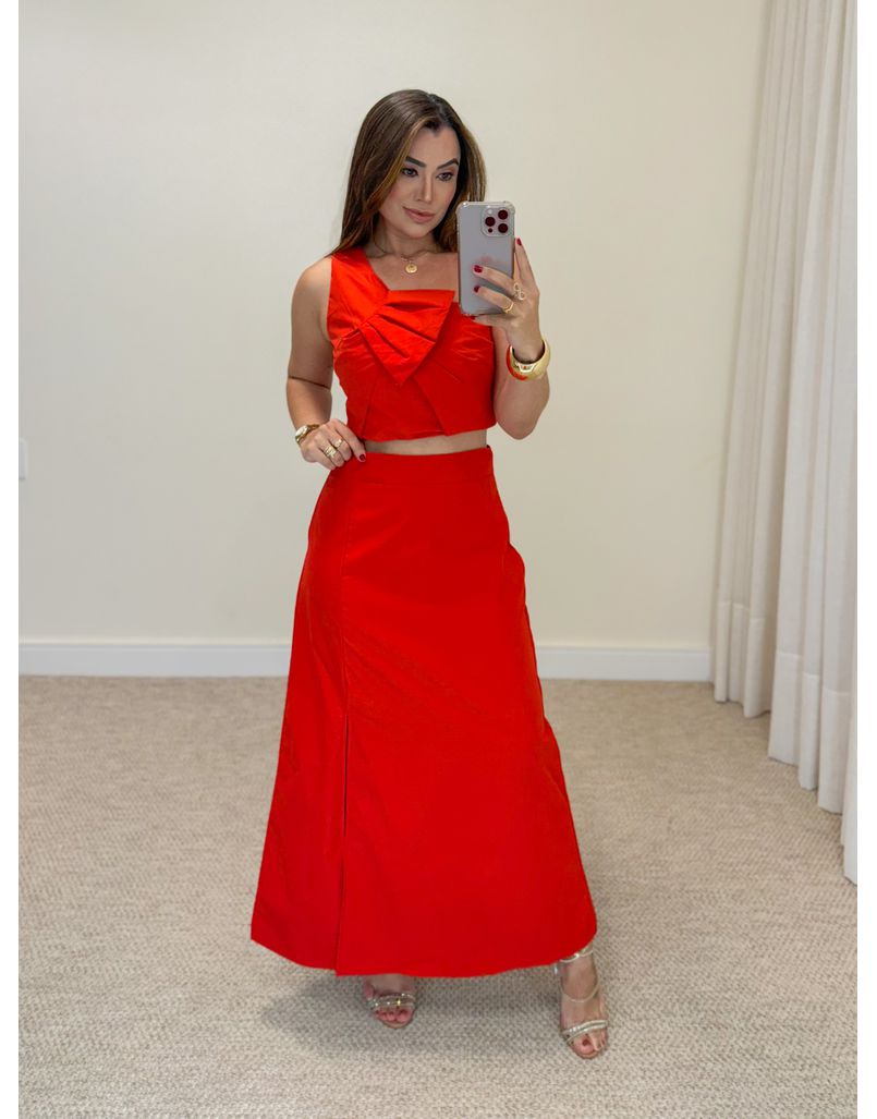 Conjunto Saia Germana Vermelho - Loja La Mina 