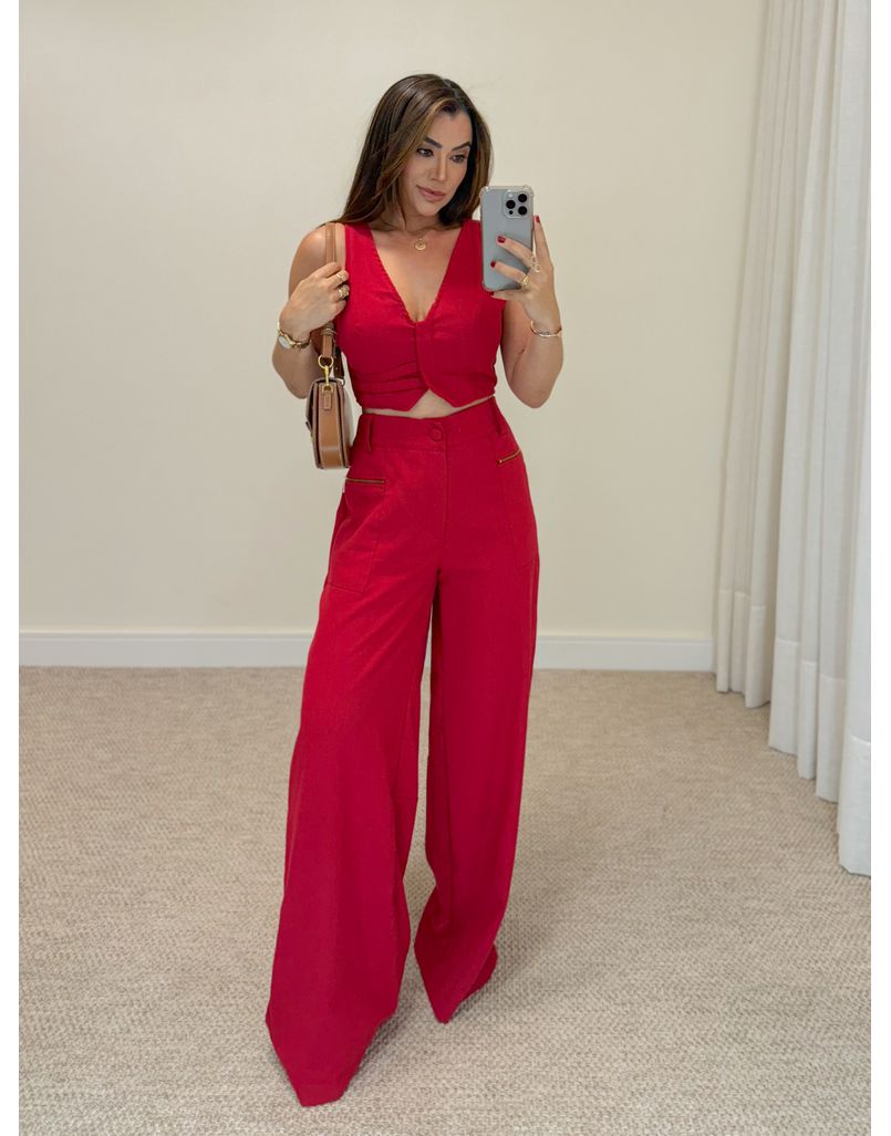 Conjunto Pantalona Sofia Vermelho 