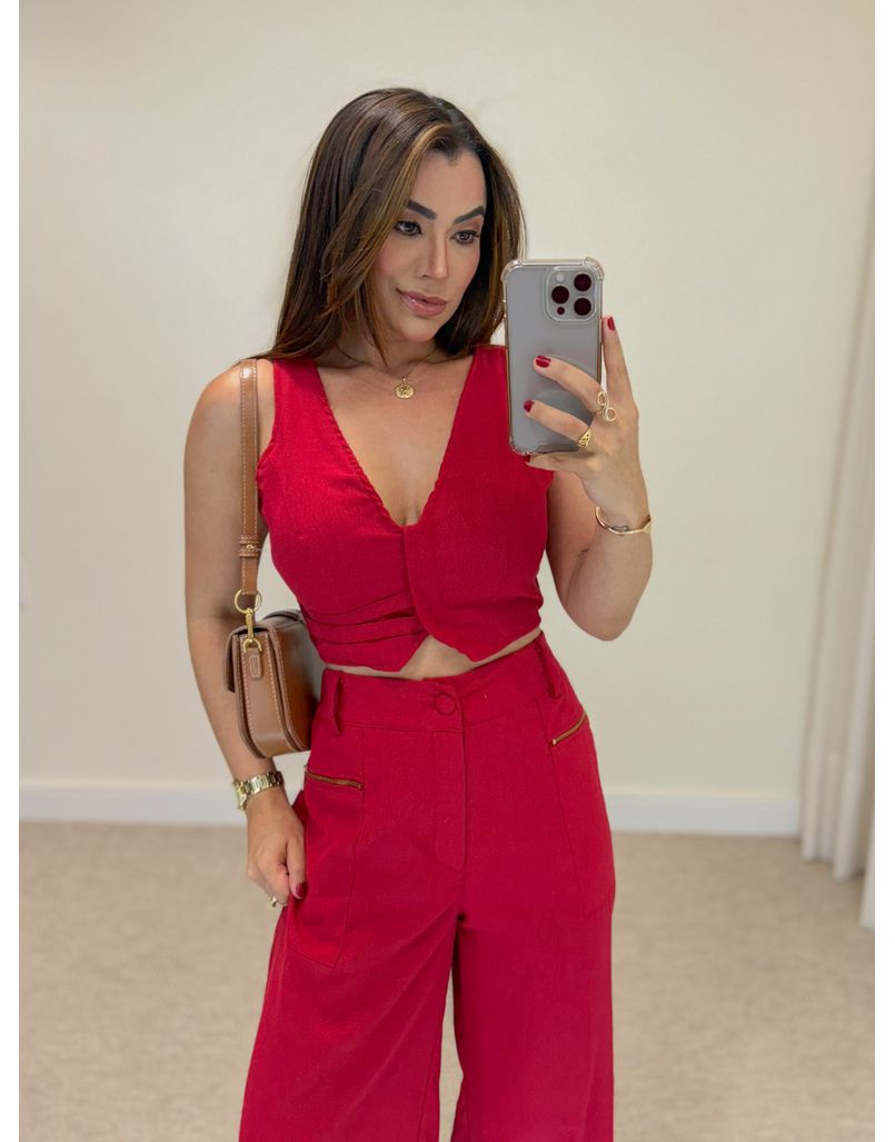 Conjunto Pantalona Sofia Vermelho 