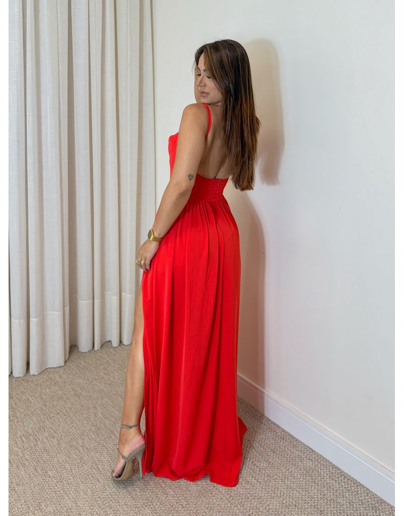 Vestido Longo Corset Andressa Vermelho