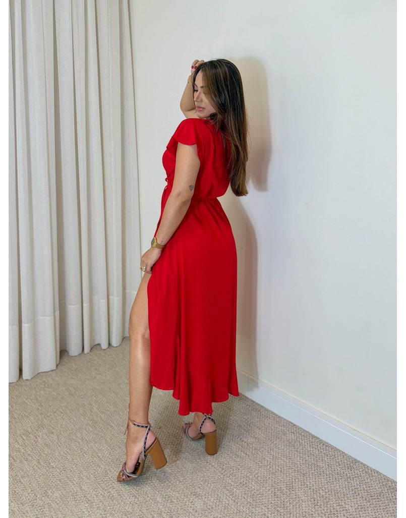 Vestido Envelope Liso Vermelho 