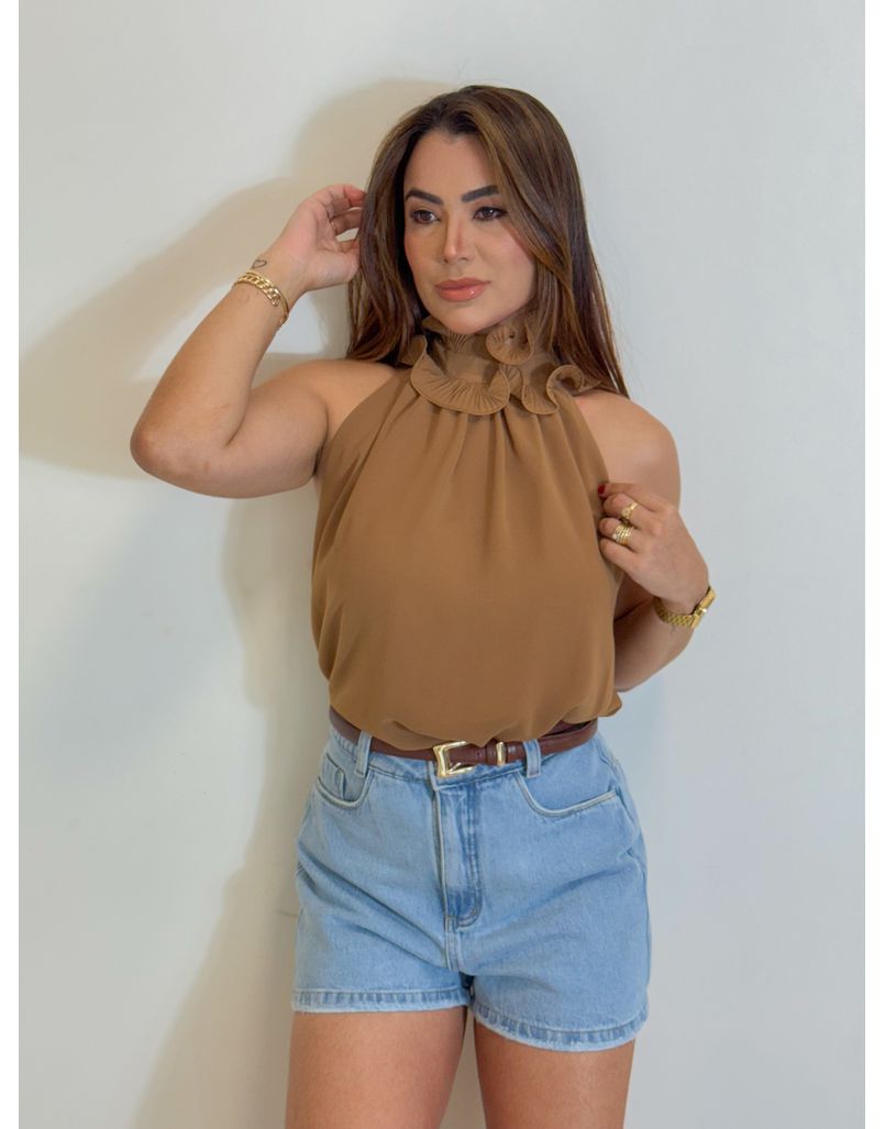 Blusa Chiffon Marrom - Loja La Mina 