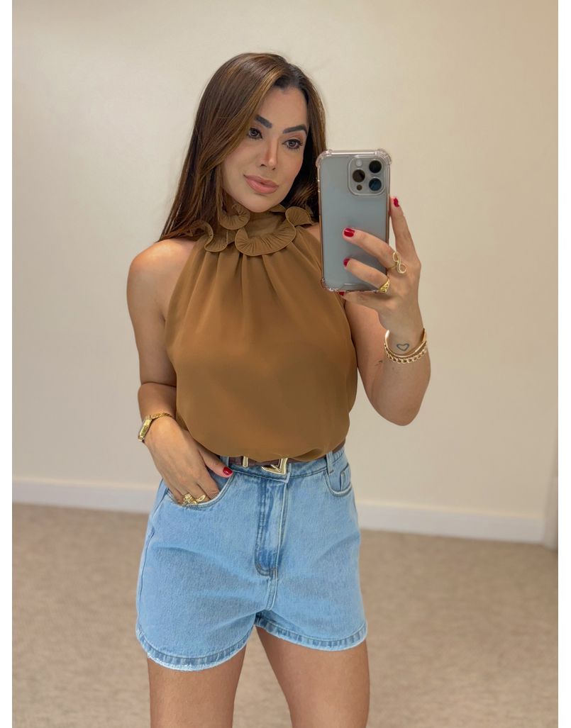 Blusa Chiffon Marrom