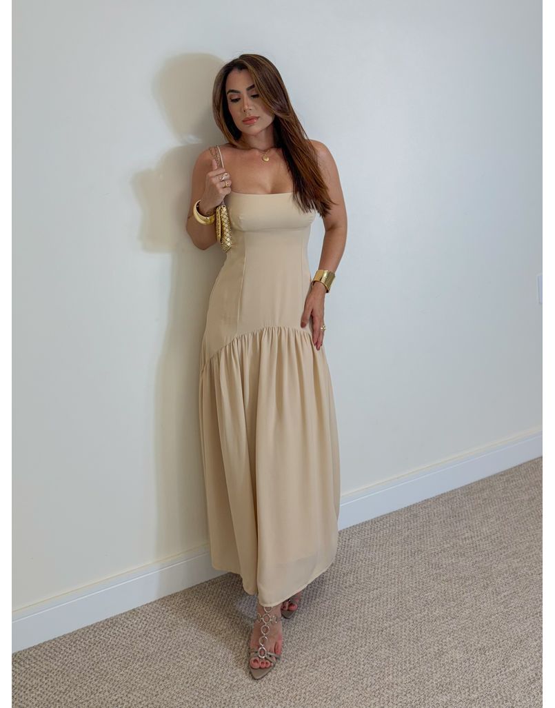 Vestido Midi Lohana Areia - Loja La Mina 