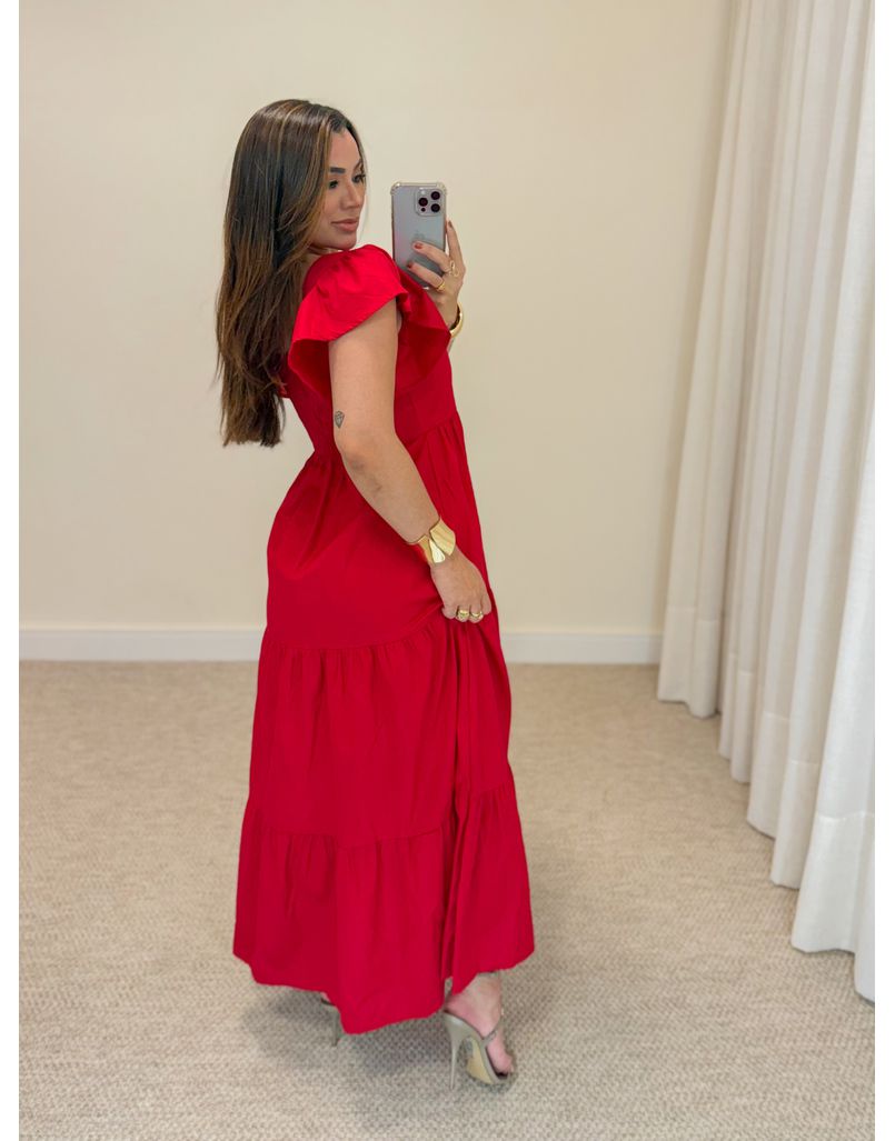 Vestido Tricoline Lucy Vermelho
