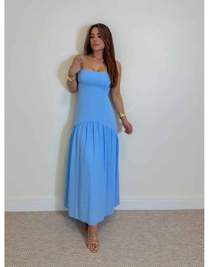 Vestido Midi Lohana Azul - Loja La Mina 