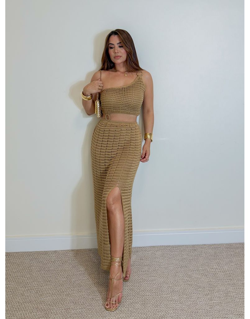 Vestido Tricot Ombro Só Paola Cappuccino