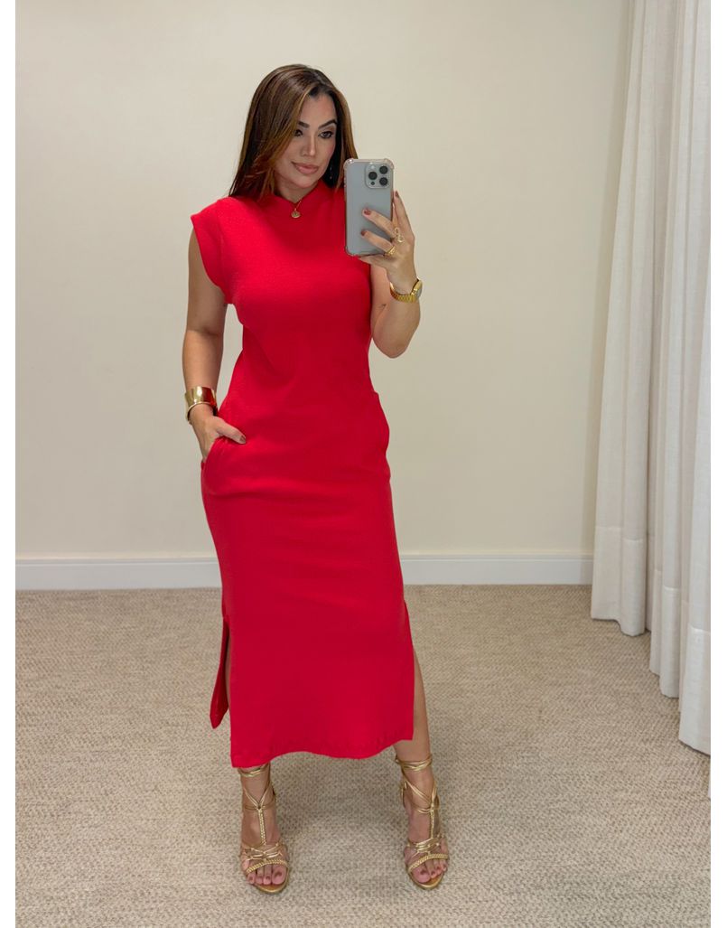 Vestido Canelado Muscle Tee Vermelho - Loja La Mina 