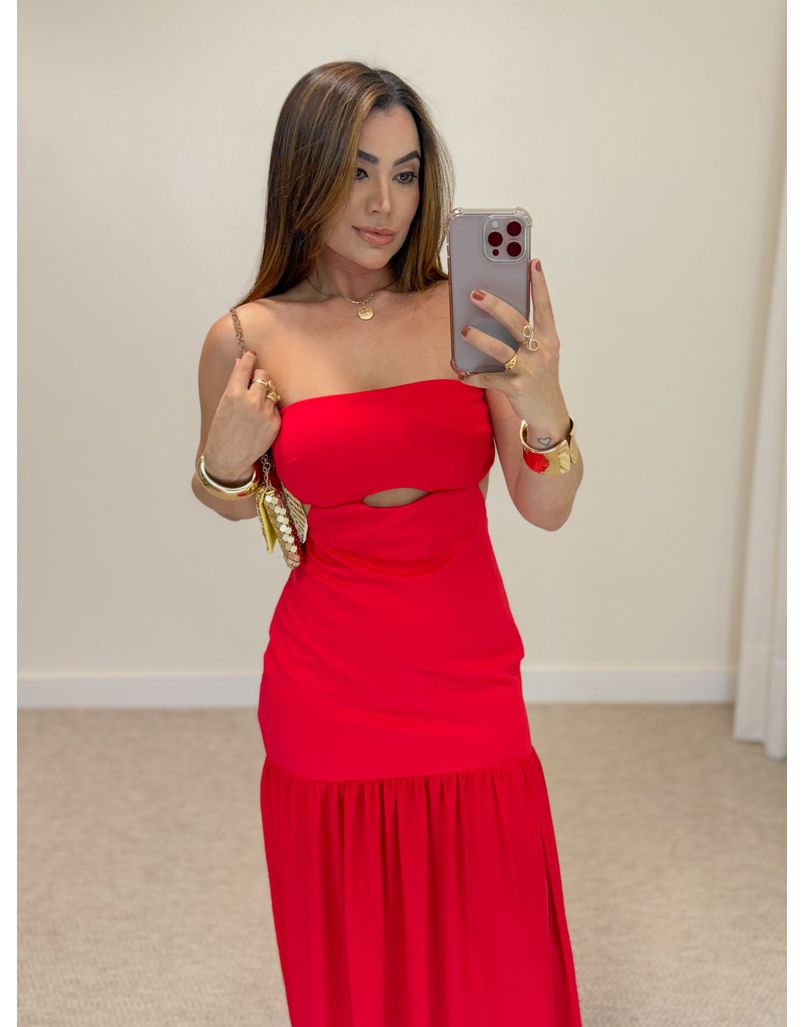 Vestido Midi Maia Vermelho