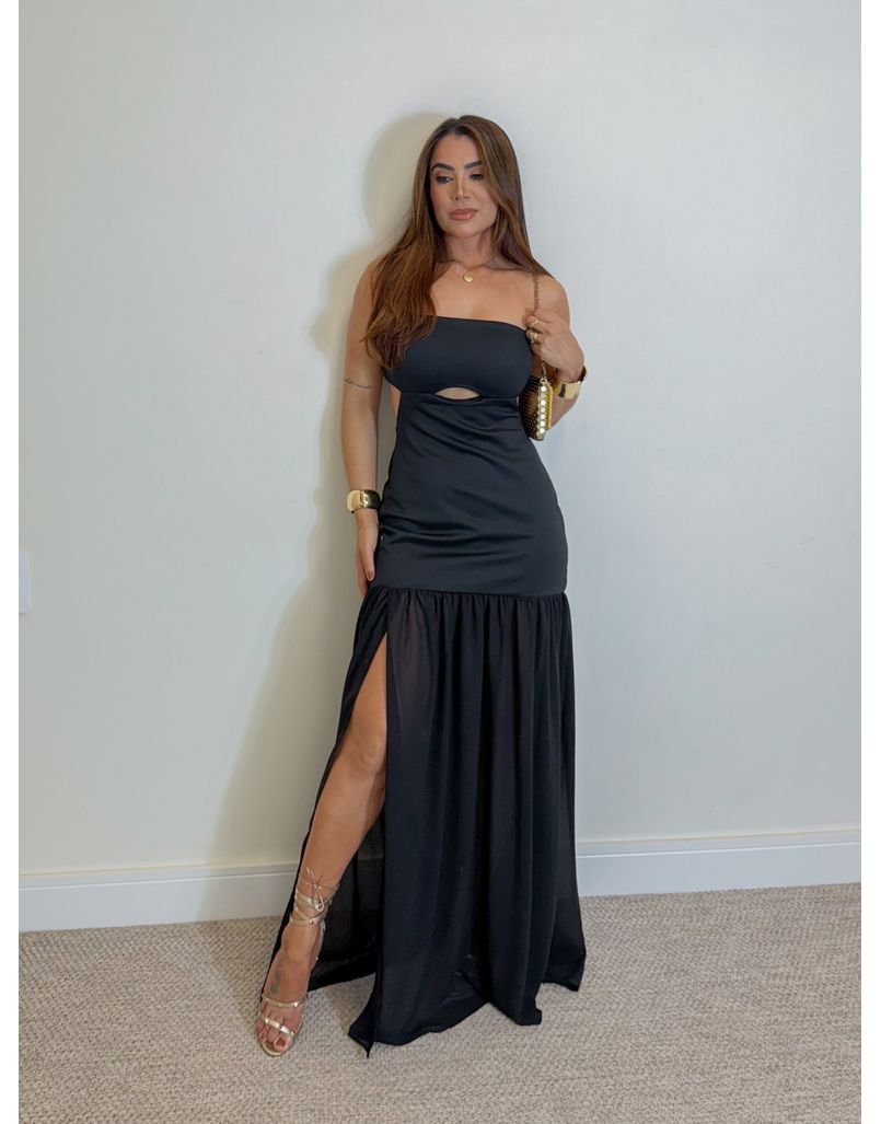 Vestido Midi Maia Preto - Loja La Mina 