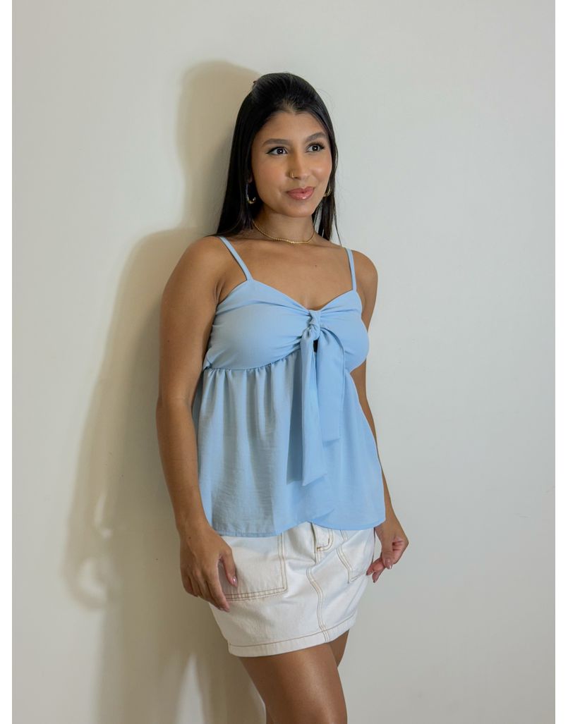 Blusa Laço Ludmila Azul - Loja La Mina 