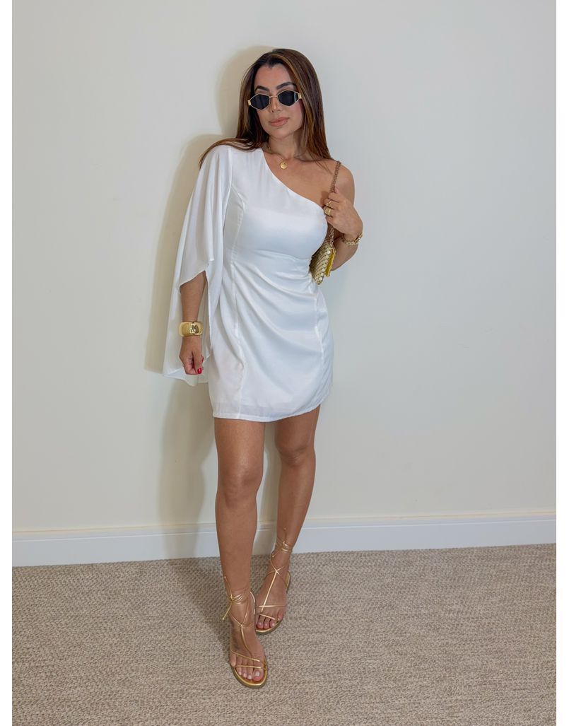 Vestido Manga Monique Branco - Loja La Mina 