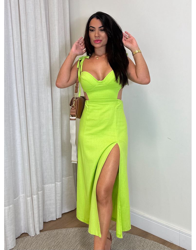 Vestido Alça Alemanha Lima - Loja La Mina 