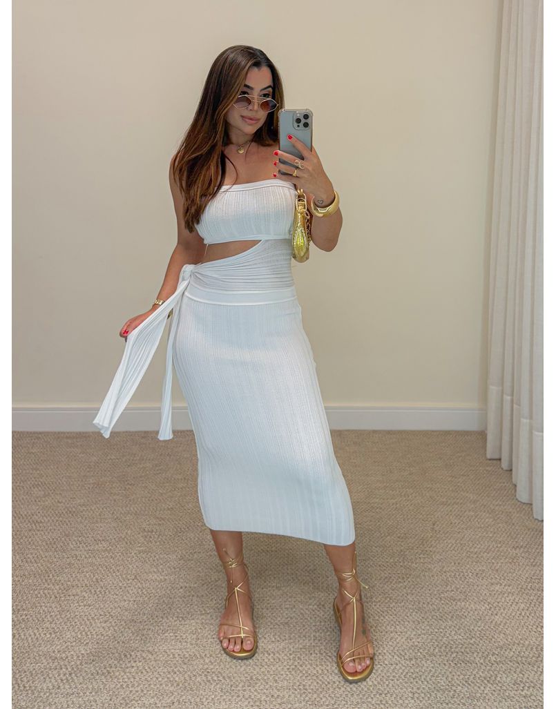 Vestido Midi Tricot Maristela Off - Loja La Mina 