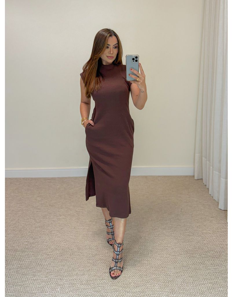 Vestido Canelado Muscle Tee Café 