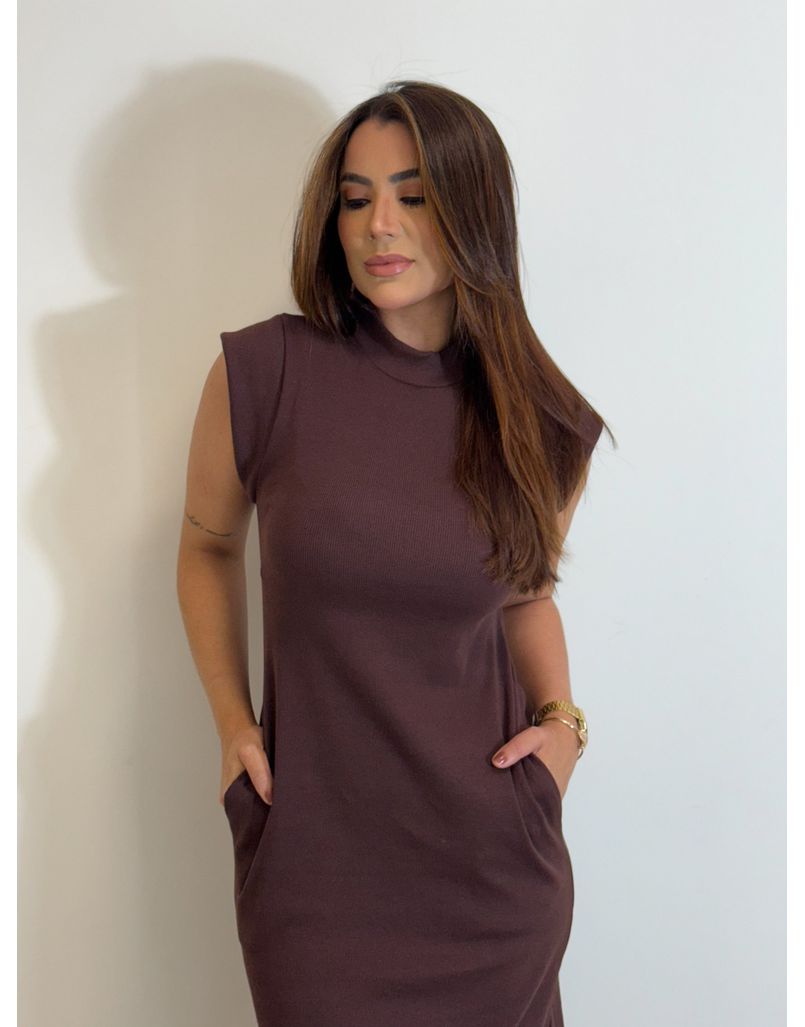 Vestido Canelado Muscle Tee Café 