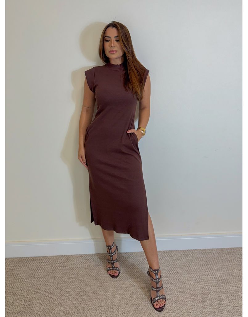 Vestido Canelado Muscle Tee Café 