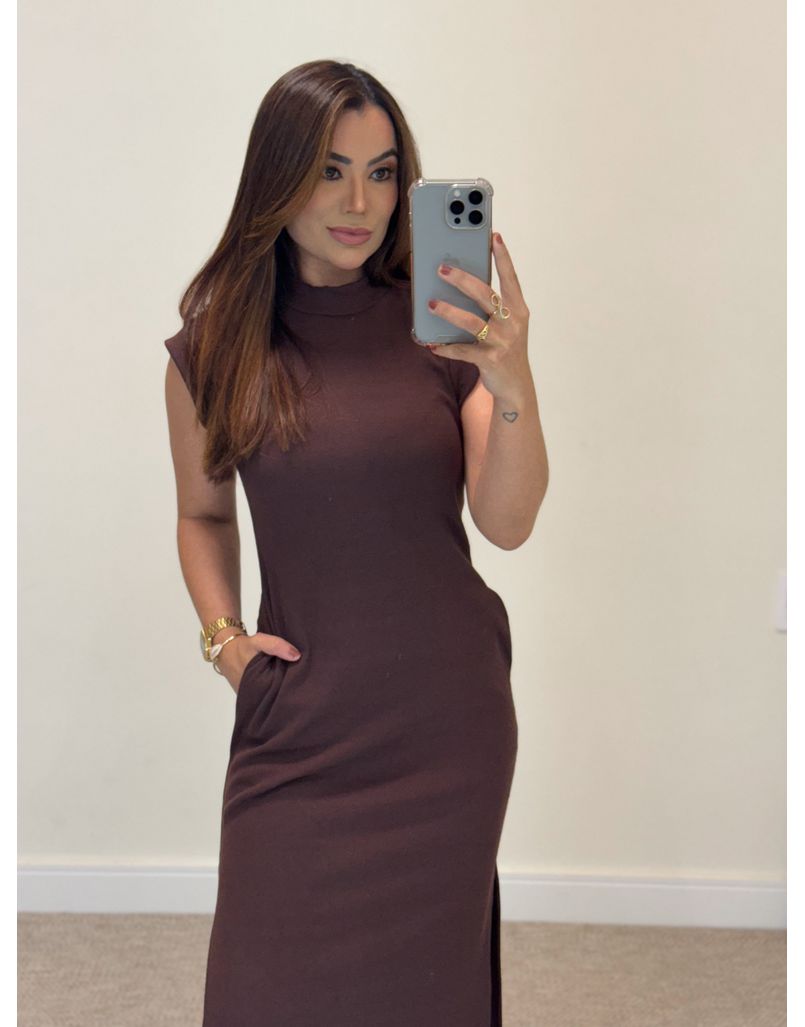 Vestido Canelado Muscle Tee Café 