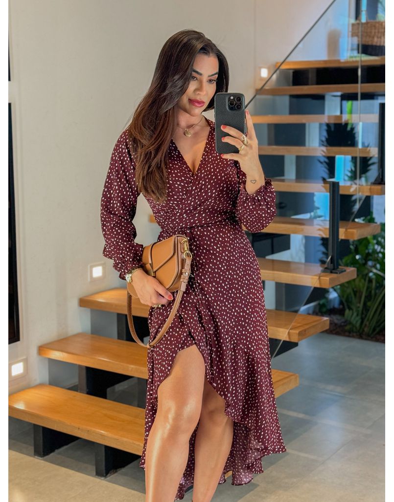 Vestido Envelope Poá Cherry