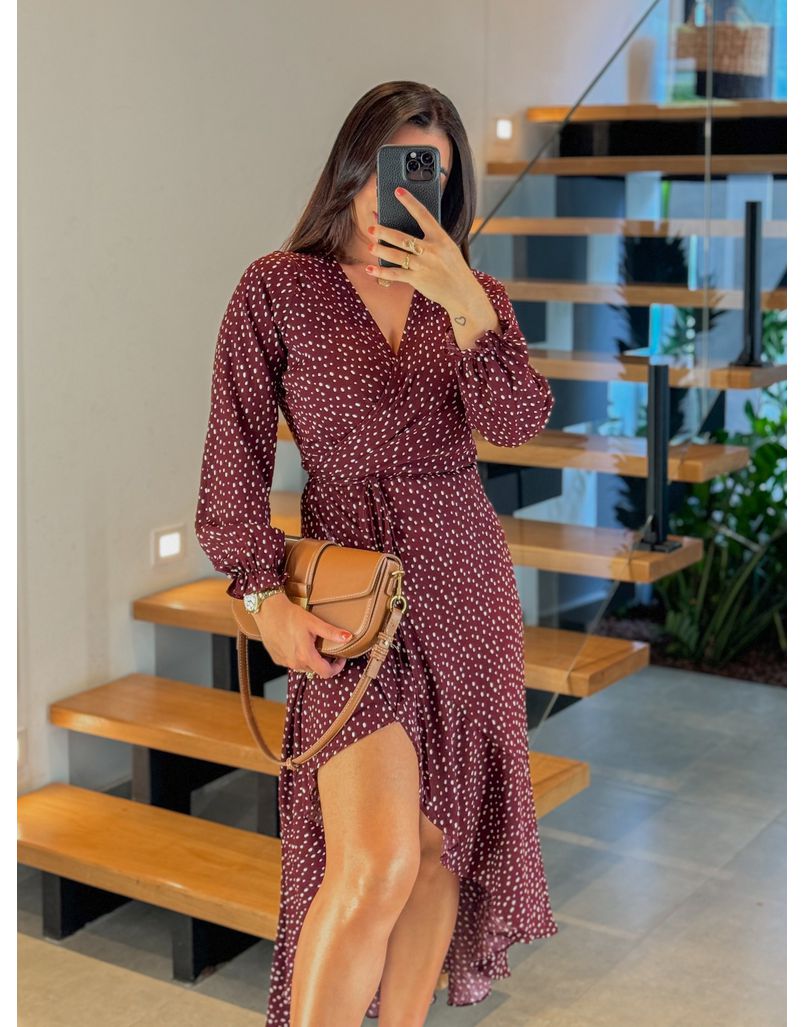 Vestido Envelope Poá Cherry